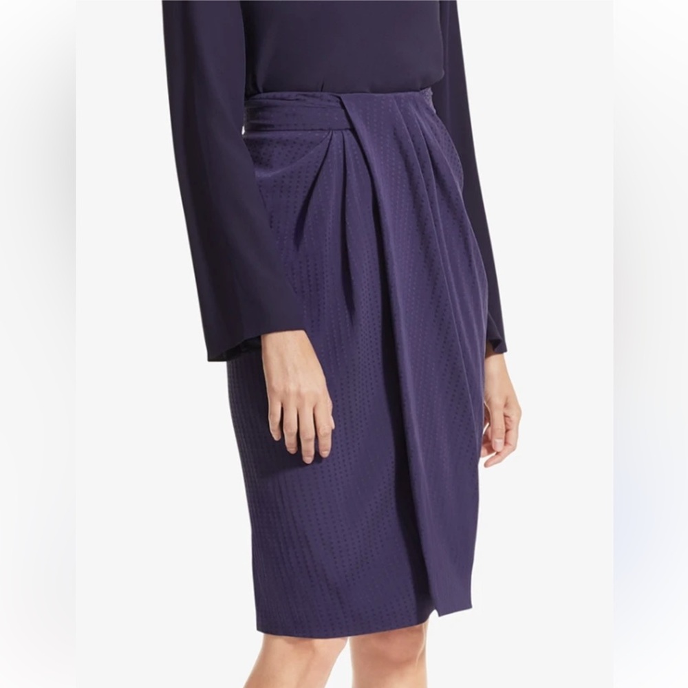 MM Lafleur The Lenox Skirt Foulard High Rise Deep Purple Knee Length Skirt -6(M) - Picture 7 of 12